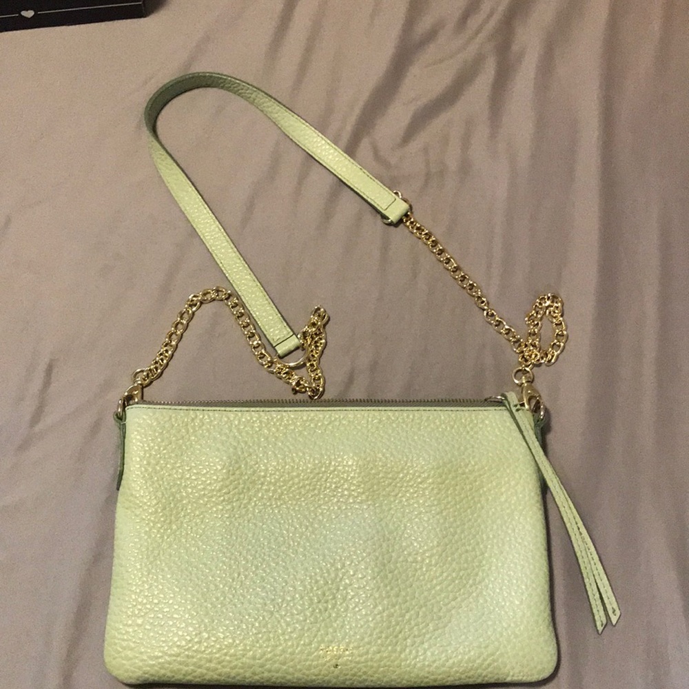 Elegant Mint Green Leather Crossbody Bag